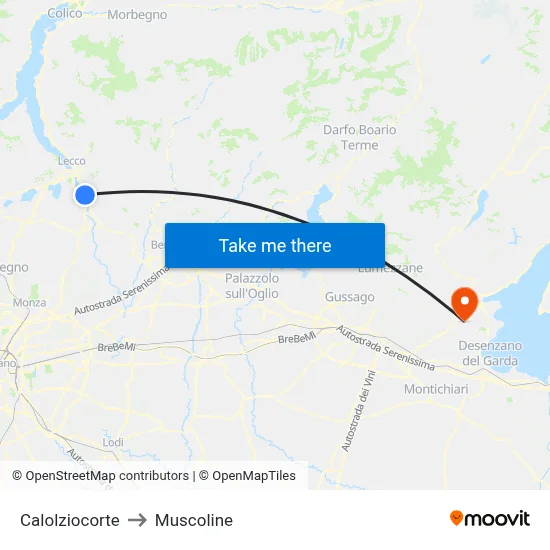 Calolziocorte to Muscoline map