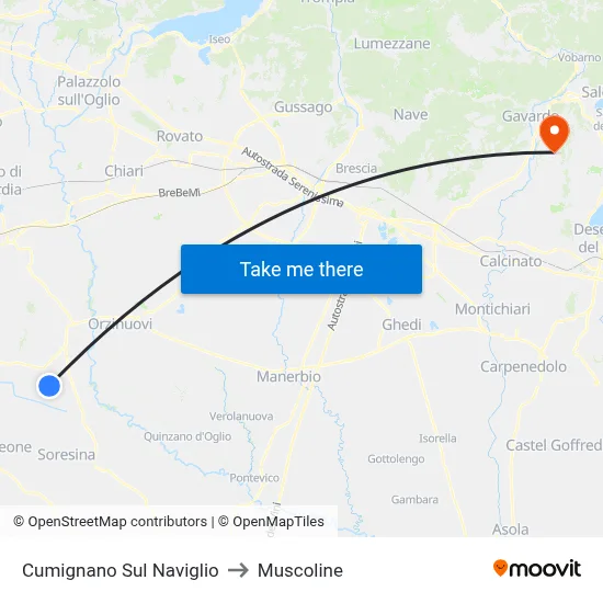 Cumignano Sul Naviglio to Muscoline map