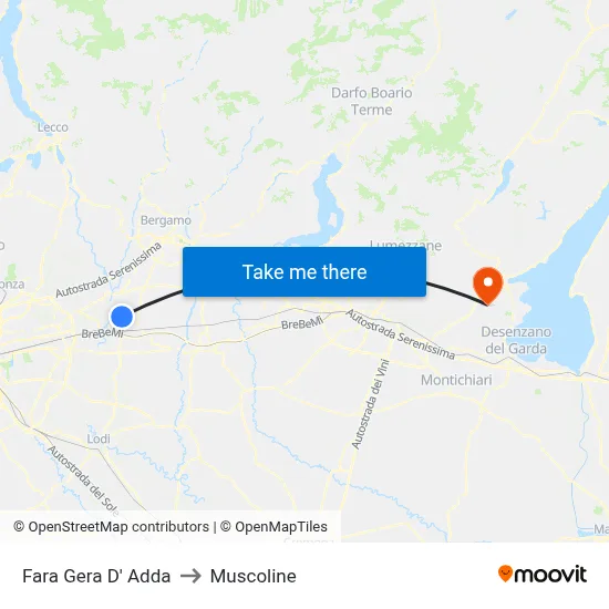 Fara Gera D' Adda to Muscoline map
