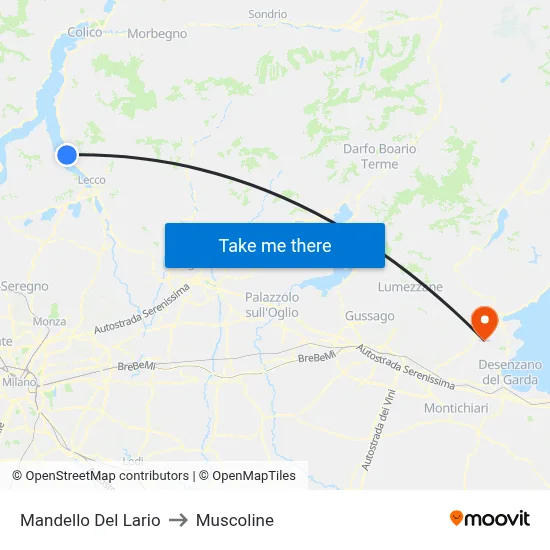 Mandello Del Lario to Muscoline map