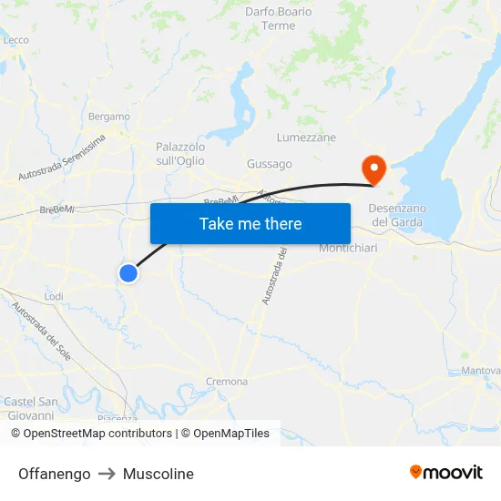 Offanengo to Muscoline map