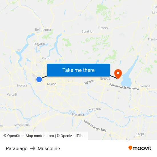 Parabiago to Muscoline map