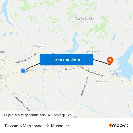 Pozzuolo Martesana to Muscoline map