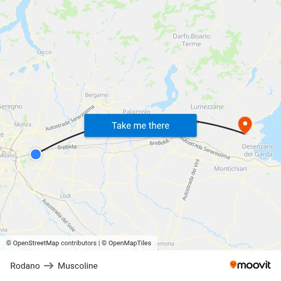 Rodano to Muscoline map