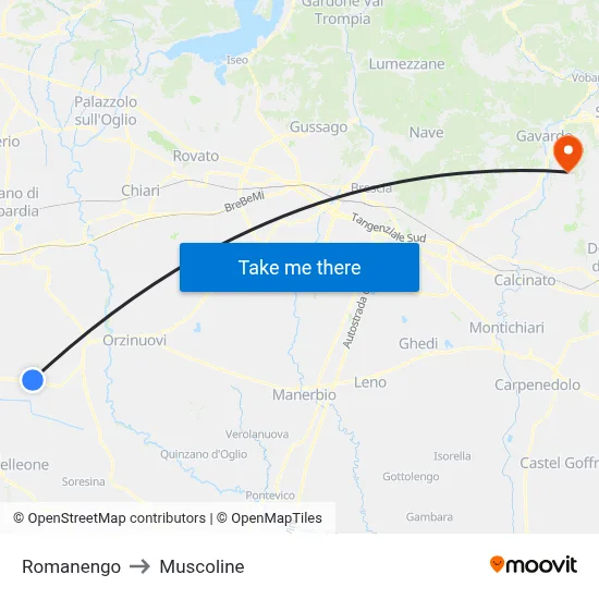 Romanengo to Muscoline map