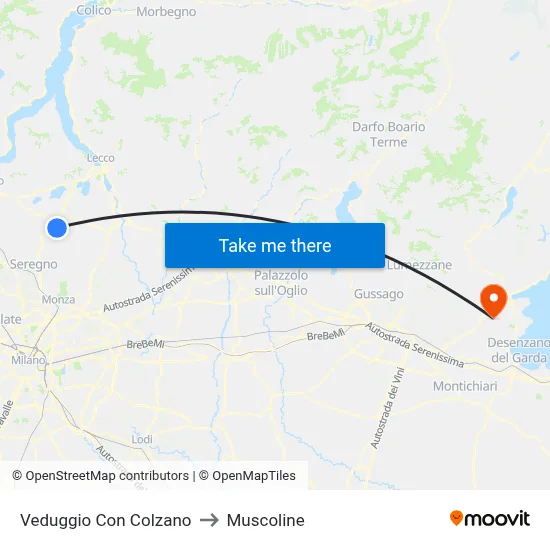 Veduggio Con Colzano to Muscoline map