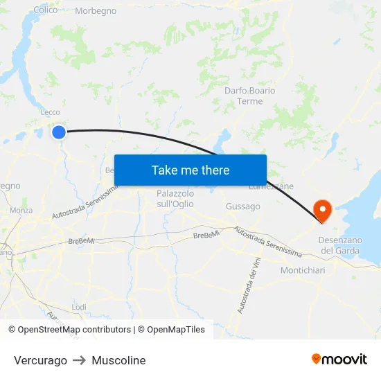 Vercurago to Muscoline map