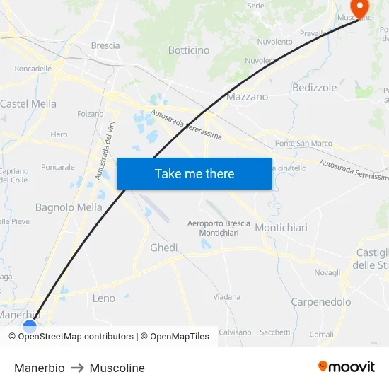 Manerbio to Muscoline map