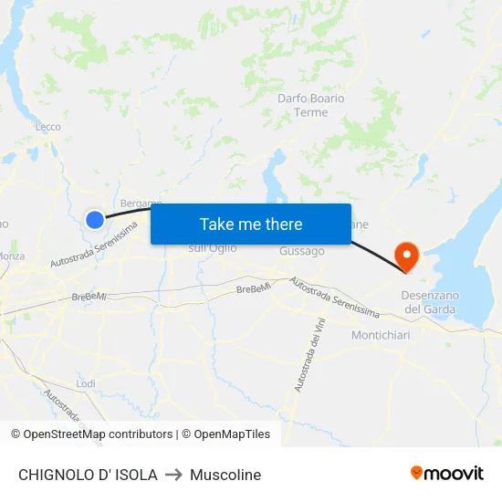 CHIGNOLO D' ISOLA to Muscoline map