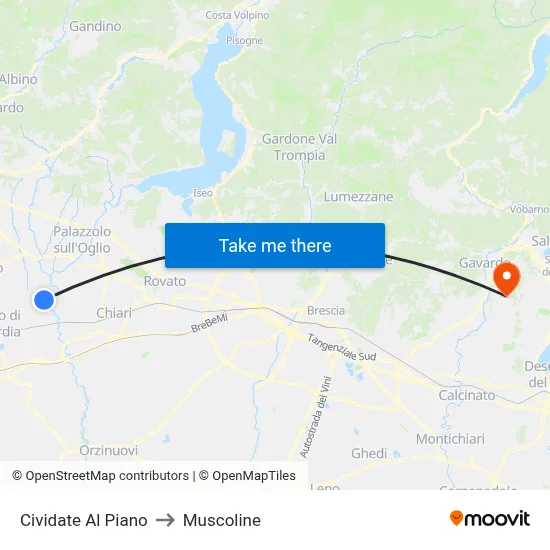 Cividate Al Piano to Muscoline map