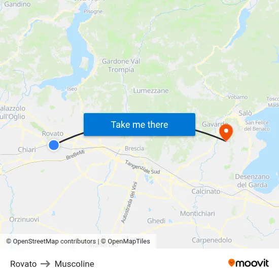 Rovato to Muscoline map