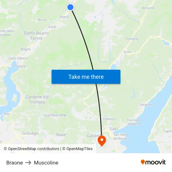 Braone to Muscoline map
