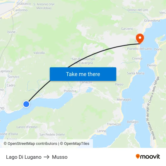 Lago Di Lugano to Musso map