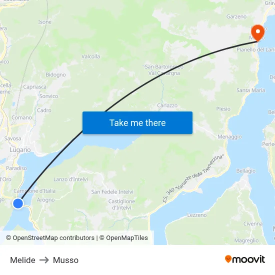Melide to Musso map