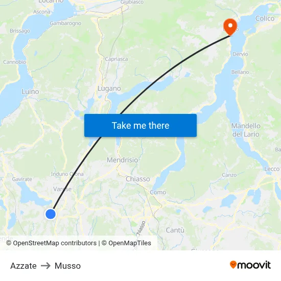 Azzate to Musso map
