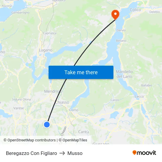 Beregazzo Con Figliaro to Musso map