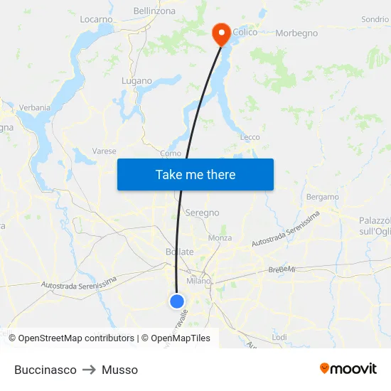 Buccinasco to Musso map