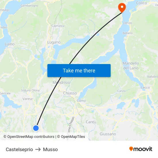 Castelseprio to Musso map