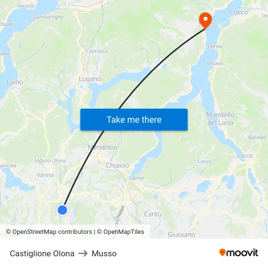 Castiglione Olona to Musso map
