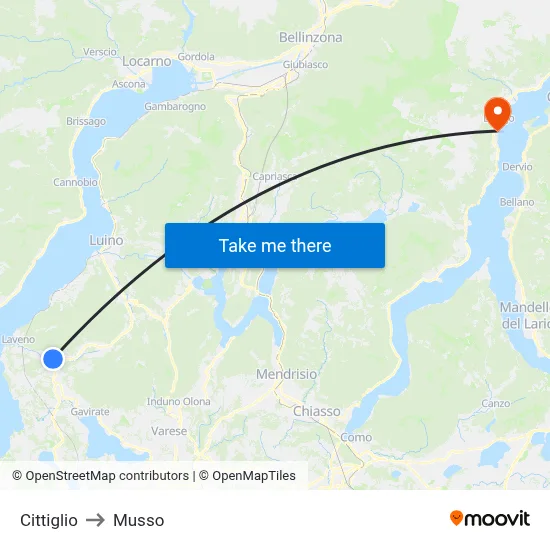 Cittiglio to Musso map