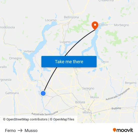Ferno to Musso map