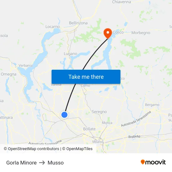 Gorla Minore to Musso map
