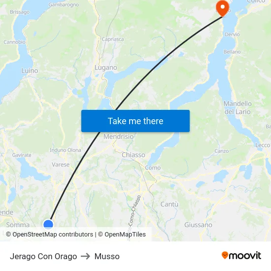 Jerago con Orago to Musso map
