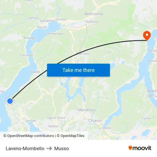Laveno-Mombello to Musso map