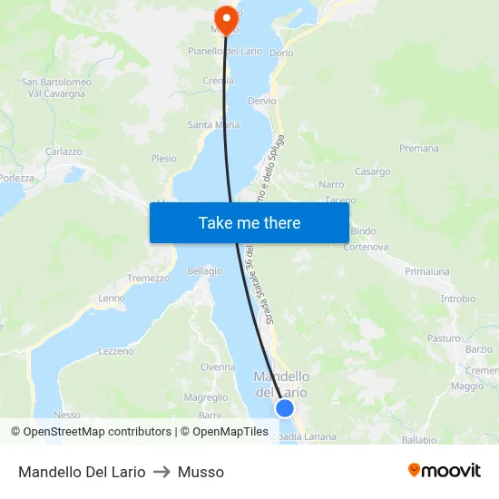 Mandello Del Lario to Musso map