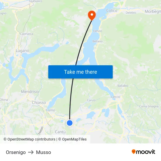 Orsenigo to Musso map