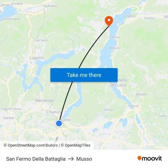 San Fermo Della Battaglia to Musso map