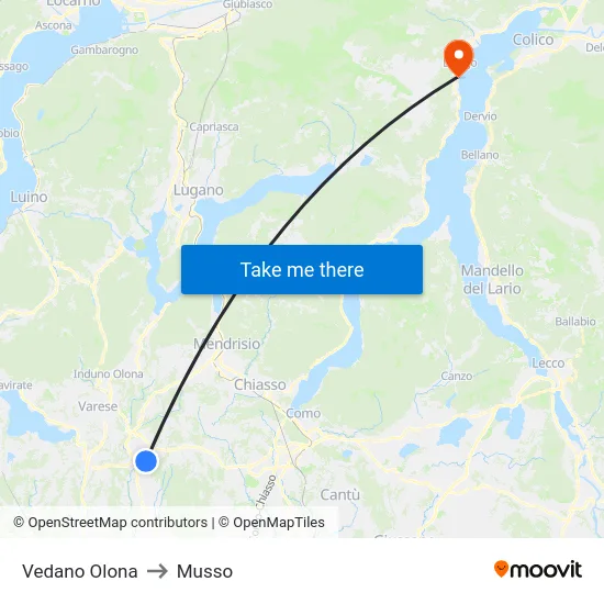 Vedano Olona to Musso map