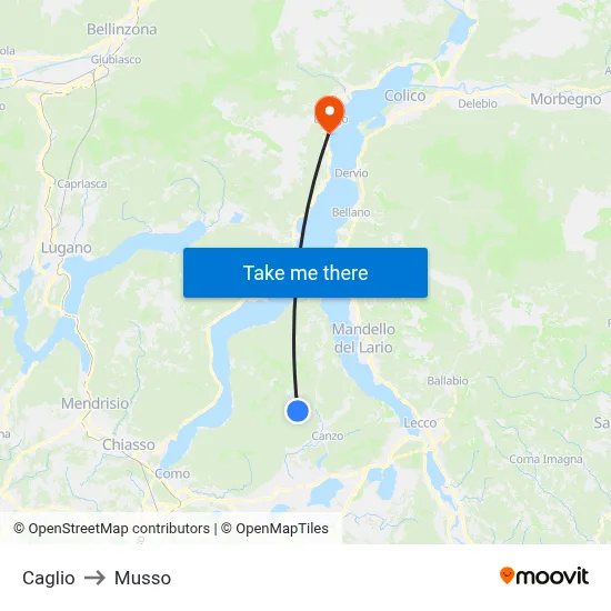 Caglio to Musso map