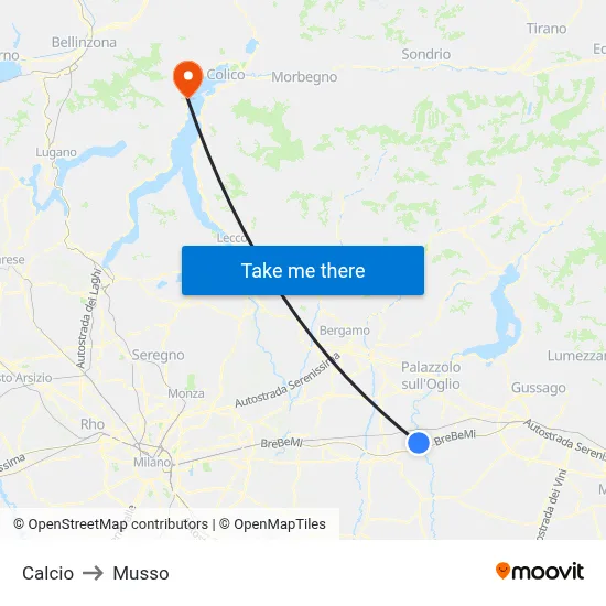 Calcio to Musso map
