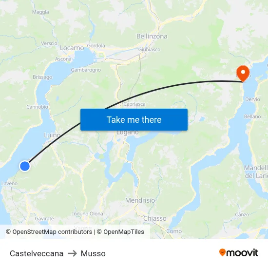 Castelveccana to Musso map