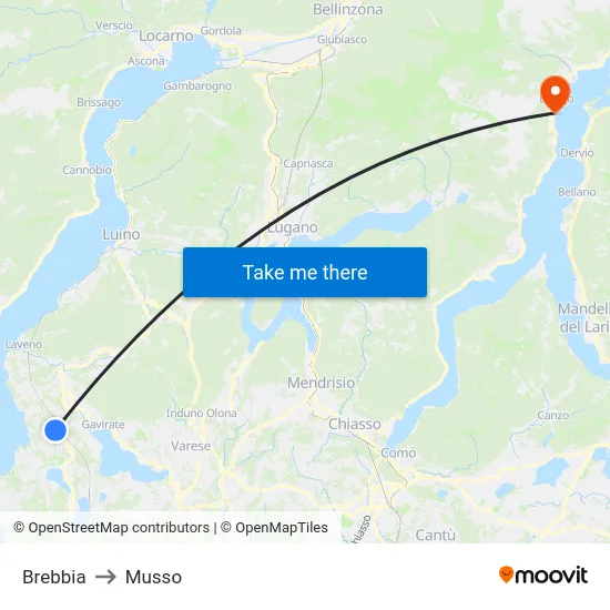 Brebbia to Musso map