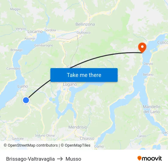 Brissago-Valtravaglia to Musso map