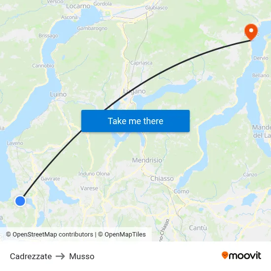 Cadrezzate to Musso map