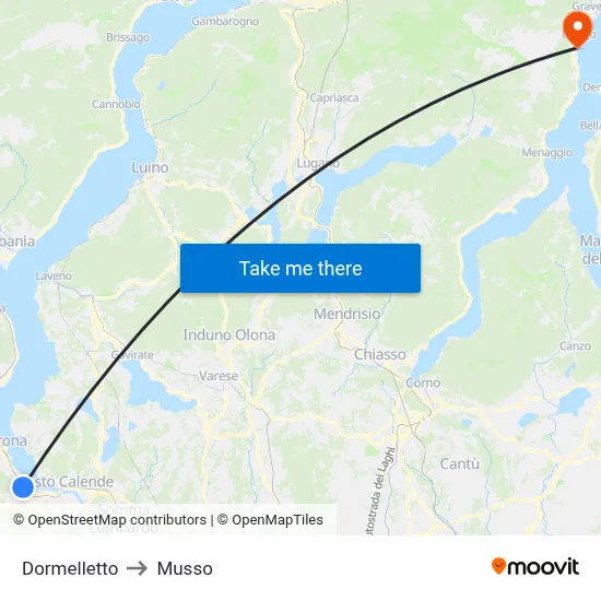 Dormelletto to Musso map