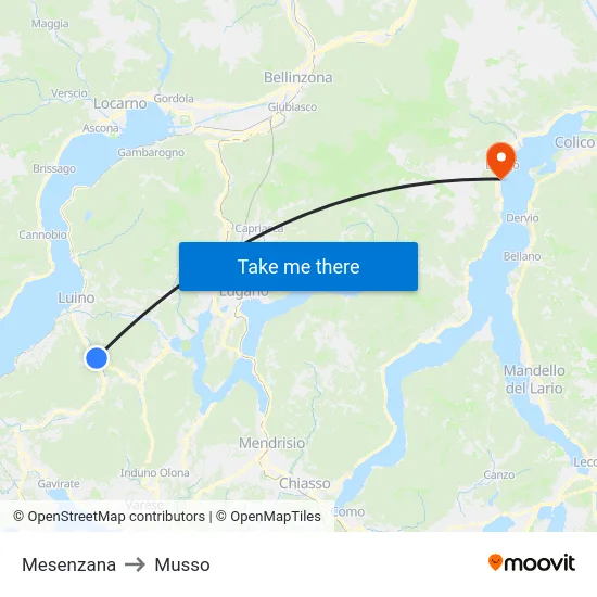 Mesenzana to Musso map