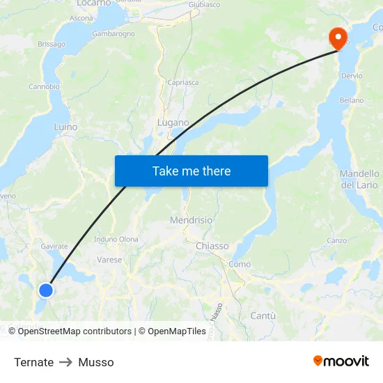 Ternate to Musso map