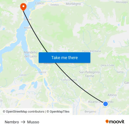 Nembro to Musso map