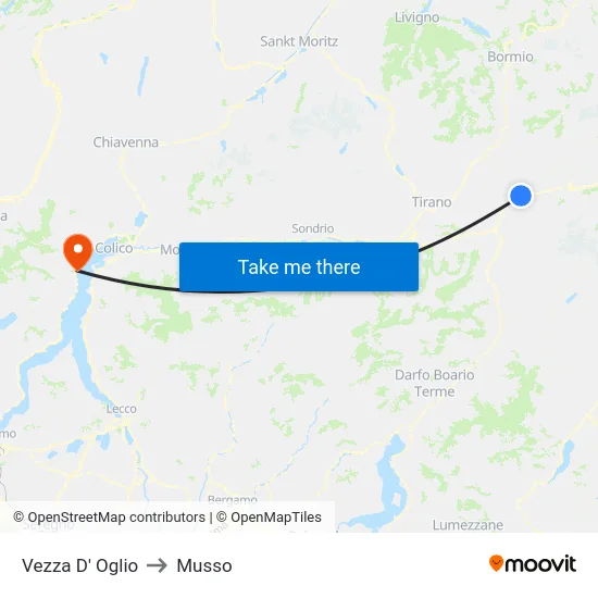Vezza D' Oglio to Musso map
