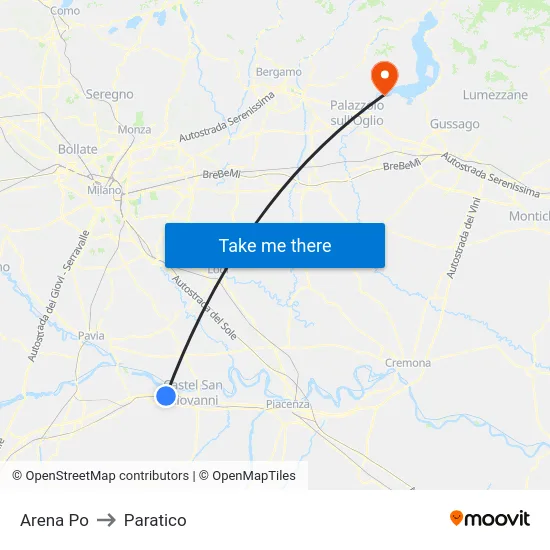 Arena Po to Paratico map