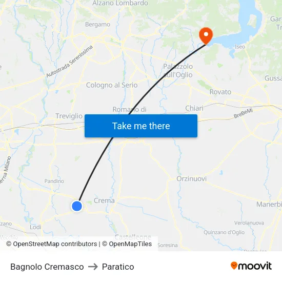 Bagnolo Cremasco to Paratico map