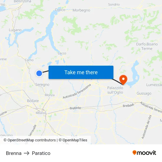 Brenna to Paratico map