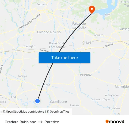 Credera Rubbiano to Paratico map