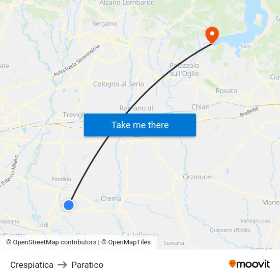 Crespiatica to Paratico map