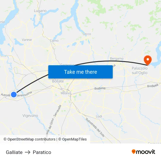 Galliate to Paratico map