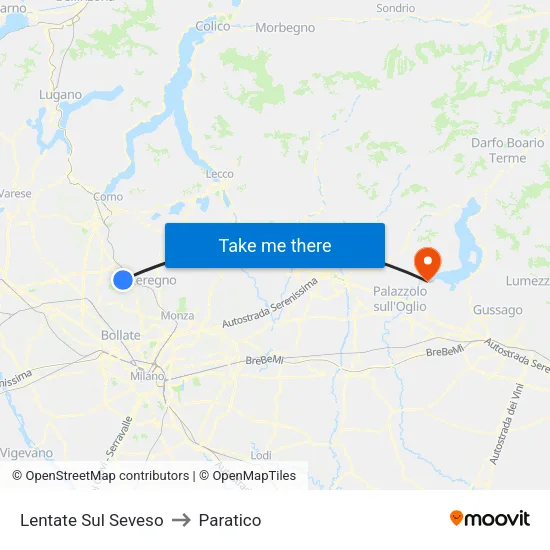 Lentate Sul Seveso to Paratico map